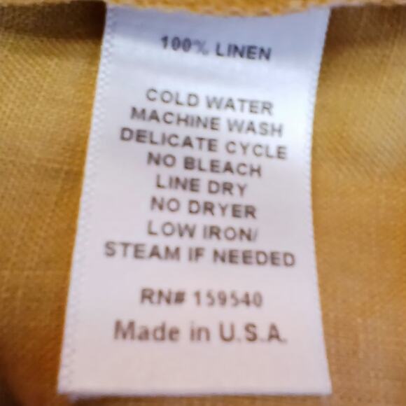 Lisa Bayne SZ L 100% Linen Cleo Mustard Yellow Asymmetrical Top Lagenlook - Picture 5 of 5